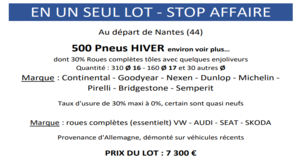 7- Lot 500 pneus